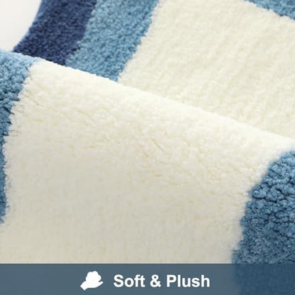 HAOCOO Bathroom Rugs 18x25 inch, Extra Soft Non Slip Blue Irregular Shape Bath Rugs, Microfiber Absorbent Washable Small Rug Bath Mats for Bathroom Floor Door Mat Tub Shower