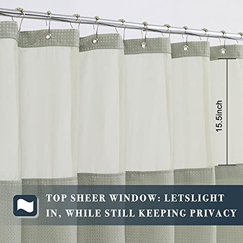 N&Y HOME Extra Long Waffle Shower Curtain with Snap-in Liner Sage, 71x84
