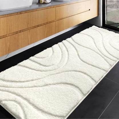 DEXDE White Bathroom Rugs Runner 24x60 Non Slip Long Mat for Floor Shower