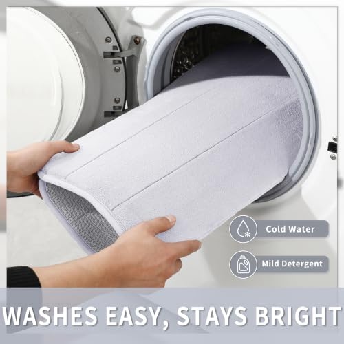 Yimobra Bathroom Runner Rugs 72"x24" Non Slip Washable Memory Foam Bath Mat, Super Soft Water Absorbent Hallway Carpet for Vanity Tub Shower, White