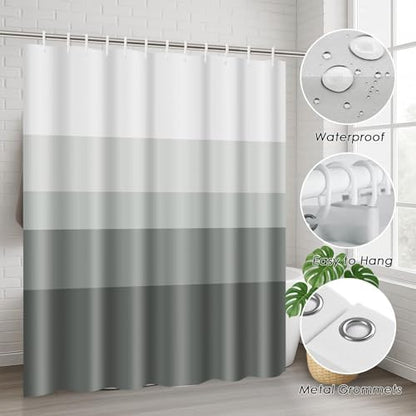 Bathroom Sets with Shower Curtain and Rugs, 4 Pcs Ombre Striped