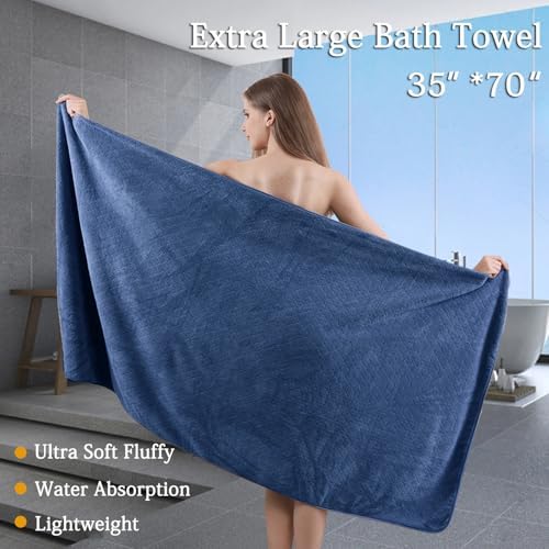 8-Piece Navy Bath Towels Set,2 Oversized Large Bath Towels Sheet,2 Hand Towels and 4 Washcloths - 600 GSM Soft Luxury Towel Set,Highly Absorbent Quick Dry Towel Collection for Bathroom,Hotel and Spa