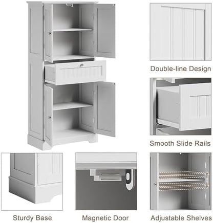 ChooChoo 51" H Bathroom Floor Cabinet with Drawer and Adjustable Shelves