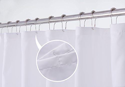 N&Y HOME Fabric Shower Curtain Liner with Magnets Standard Size, White