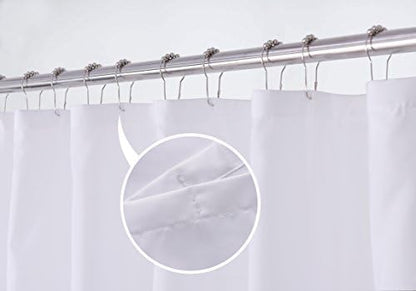 N&Y HOME Fabric Shower Curtain Liner with Magnets Standard Size, White