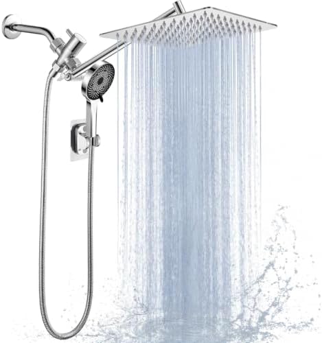 Shower Head, Rain Shower Head with Handheld Spray Combo, 12Inch Adjustable High Pressure Rainfall Shower Head, Dual Showerhead Set with Extension Arm