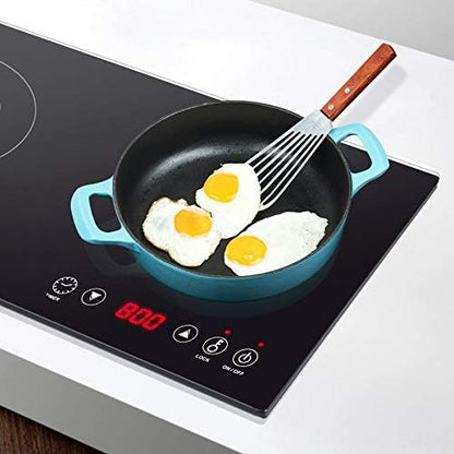 La Cuisine Enameled Cast Iron Braiser Sauté Pan Shallow Dutch Oven with Lid, 3.75 QT 11" / 28cm Dia. Internal Matt Black Enamel Coating, Teal, Oven Safe Up to 500° F, Induction Cooktop Compatible
