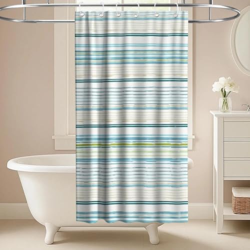 Modern Neutral Striped Shower Curtain Abstract Luxury Aesthetic Ocean