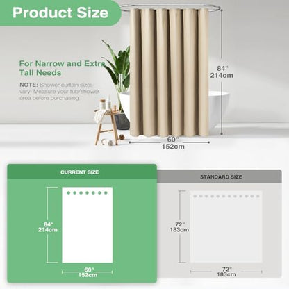 Dynamene Stall Waffle Shower Curtain 256 GSM Heavy Fabric 60x84 Beige/Khaki