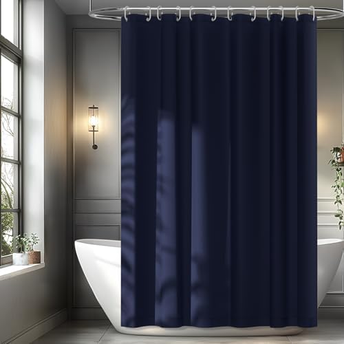Seenus 72 x 78 inch Navy Blue Extra Long Fabric Shower Curtain Liner, Waterproof Cloth Shower Liner with 3 Large Magnets, Bathroom Long Shower Curtain Lightweight Washable