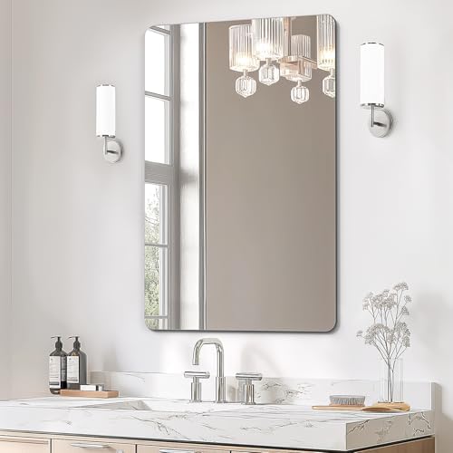 USHOWER Frameless Bathroom Mirror for Over Sink, 24x36 Inch