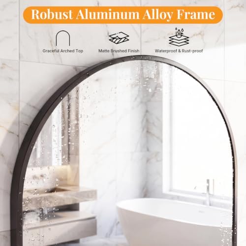 Sweetcrispy 31"x32" Arched Bathroom Mirror, Bathroom Mirrors for Over Sink
