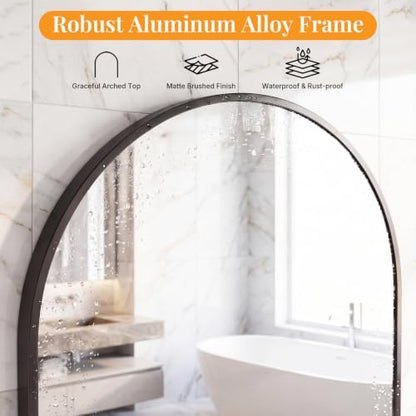 Sweetcrispy 31"x32" Arched Bathroom Mirror, Bathroom Mirrors for Over Sink