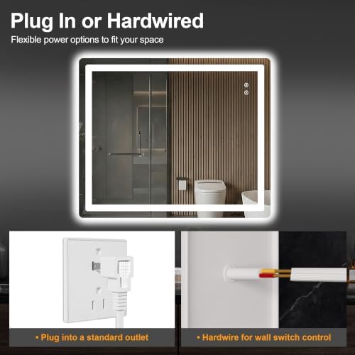 TRAHOME LED Bathroom Vanity Mirror with Lights, 36"x30" Lighted Wall Mirror
