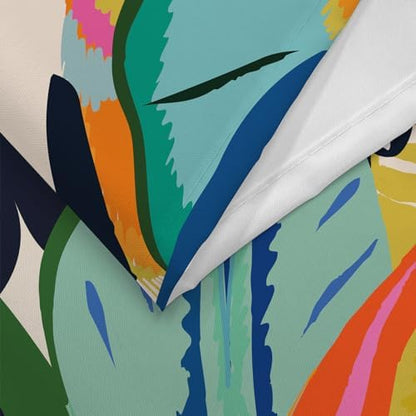 Boho Colorful Floral Shower Curtain, Abstract Art Modern Asthetic Jungle Plant Leaf Bathroom Curtain with 12 Hooks, Waterproof Polyester Fabric Bath Curtain with Hooks 72x72 Inch