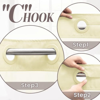 SORTTO No Hook Slub Shower Curtain with Liner, 71x74, Sand