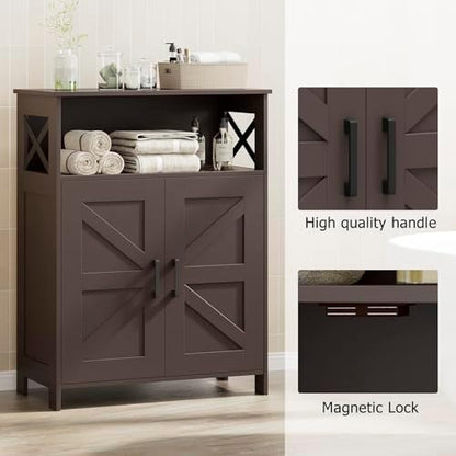 Homhedy Farmhouse Bathroom Storage Cabinet with Doors, Small Floor Cabinet