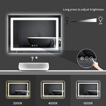 Amorho LED Bathroom Mirror 48"X36" with Front Light and Backlit