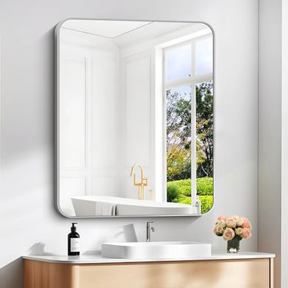 DESBING 30" x 36"Bathroom Mirror, Silver Wall Mirror with Metal Frame, Decorative Rectangular Vanity Mirror for Bedroom Bathroom Living Room Entryway (Horizontal/Vertical)