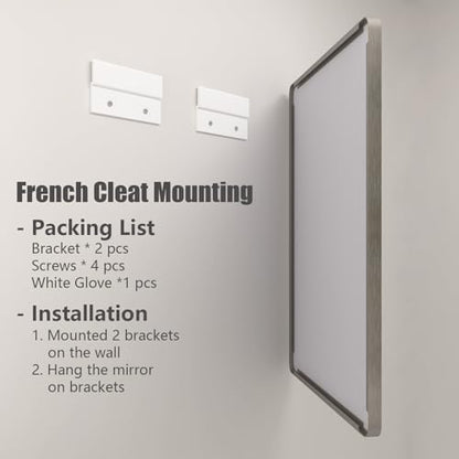 26x36 Inch Silver Bathroom Mirror for Wall