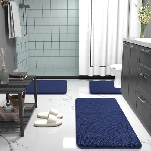 OLANLY Memory Foam Bathroom Runner Rugs 44x24, Long Mats, Twilight Sapphire