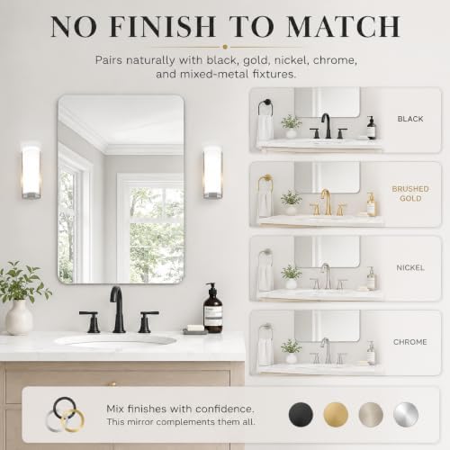 USHOWER 2-Pack Frameless Bathroom Mirrors for Over Sink, 24x36 Inch