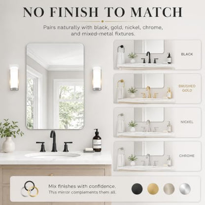 USHOWER 2-Pack Frameless Bathroom Mirrors for Over Sink, 24x36 Inch