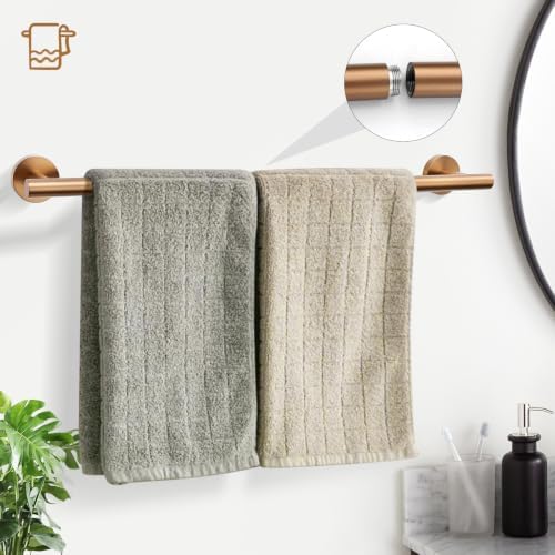 TURS Brushed Rose Gold 5 Piece Bathroom Hardware Set, SUS304 Stainless Steel Bath Towel Bar Set, Round Bathroom Accessories Kit Wall Mounted 23.6 Inch