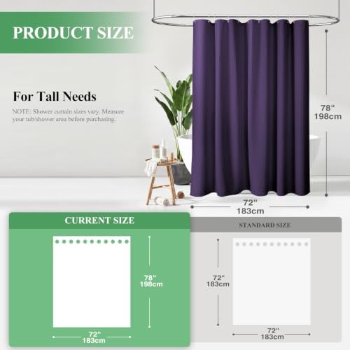 Dynamene Long Waffle Shower Curtain 256 GSM Heavy Fabric 72x78 Purple