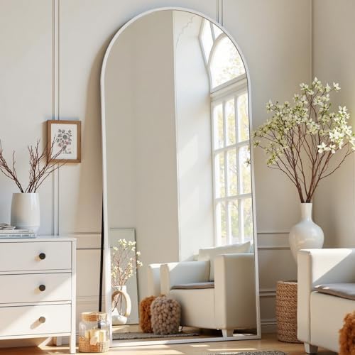 Dewfig Arched Full Length Mirror, 57"X20" Large Full Body Mirror, White