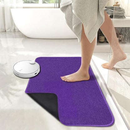 Bath Mat,Ultra Thin Bathroom Rugs,Rubber Bath Mats for Bathroom,No Slip Bath Rugs,Quick Dry,Machine Washable,Low Pile,Absorbent,Shower Outside,Sink,Home Decor Accessories.Purple,1'5"x2'3"(17x27inch)
