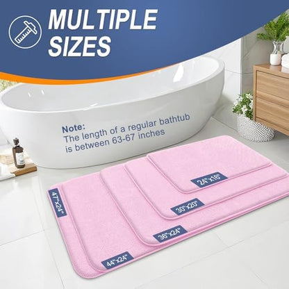OLANLY Thick Memory Foam Small Bathroom Rug 24x16, Absorbent Bath Mat, Pink