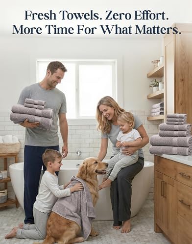 LANE LINEN Bath Towel Set 100% Cotton 24 Piece Soft Absorbent - Platinum