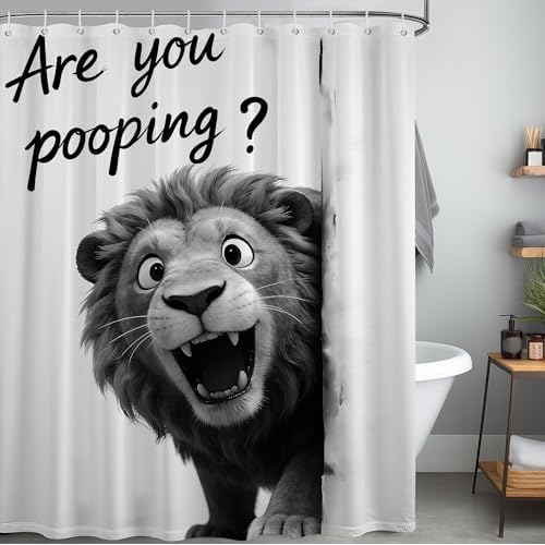 Extra Tall Shower Curtain XL Black and White Lion, 70 x 78 Inchs