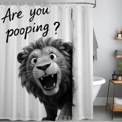 Extra Tall Shower Curtain XL Black and White Lion, 70 x 78 Inchs