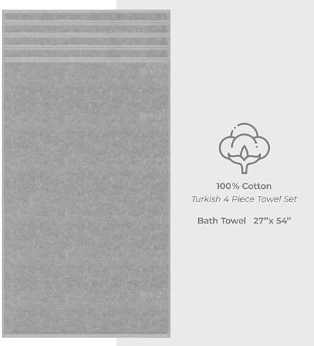 American Soft Linen 100% Cotton Luxury Turkish Towels, 4 PC Bath Towel Set