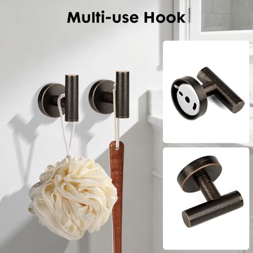 4 Piece Oil Rubbed Bronze Stainless Steel Bathroom Hardware Set Include Hand Towel Ring, Toilet Paper Holder,and 2 Robe Towel Hooks,Bathroom Accessories Set Oil Rubbed Bronze