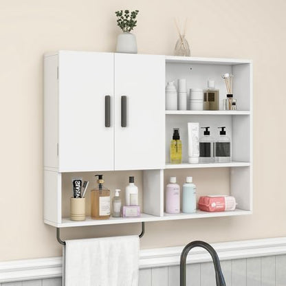 Bathroom Wall Cabinet, Medicine Cabinet with 2 Doors, White
