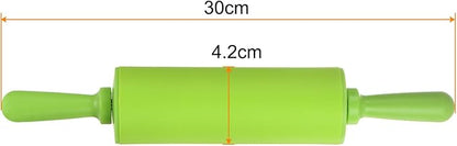 HARFINGTON Silicone Rolling Pins for Baking 12 Inch Non Stick Rolling Pin Small Roller Playdough Rolling Pins for Dough Pizza Pastry Fondant Kitchen, Green