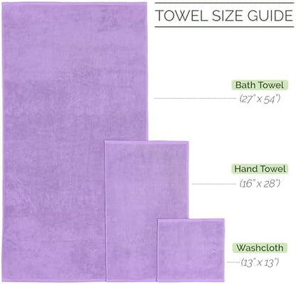 Elegant Comfort 100% Turkish Cotton Corduroy Ribbed Luxury Bath Towels 6-Piece Set, Premium Feel - Quick Dry, Highly Absorbent, Contains 2 Bath Towels, 2 Hand Towels, and 2 Washcloths, Lilac
