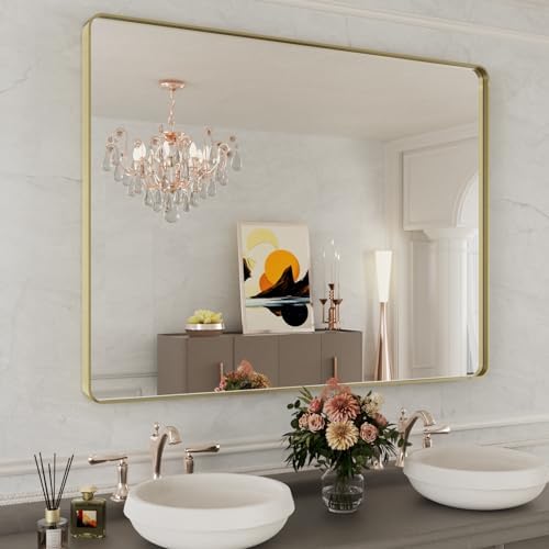 WEER Gold Bathroom Vanity Mirror 48X36 Inch