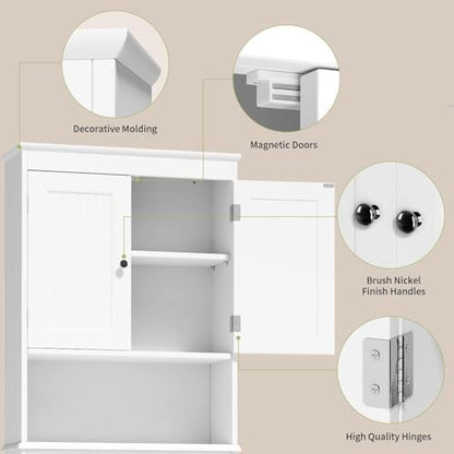 Gizoon Over the Toilet Storage Cabinet with Adjustable Shelf, White