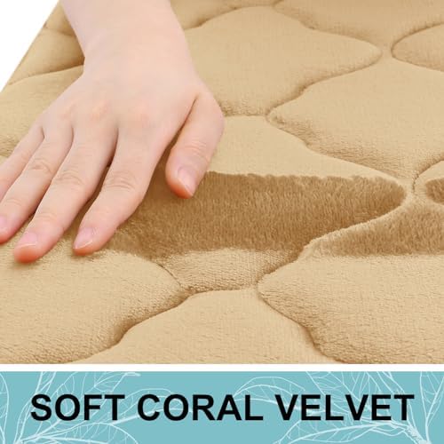 OLANLY Memory Foam Bath Mat Rug 30x20, Ultra Soft and Absorbent Bathroom Rugs, Non-Slip, Comfortable, Machine Washable Bath Carpet for Bathroom Floor, Tub, Shower and Home Decor Accessories, Beige