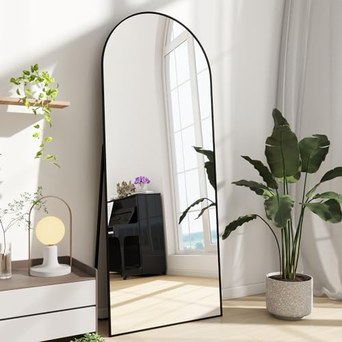 Dewfig Mirror Full Length, 64"X20" Arched Floor Mirror, Black
