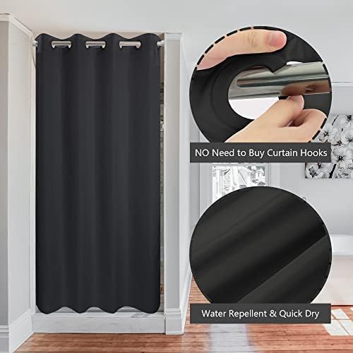 River Dream No Hook Stall Shower Curtain or Liner Microfiber Black, 36x74