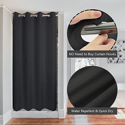 River Dream No Hook Stall Shower Curtain or Liner Microfiber Black, 36x74