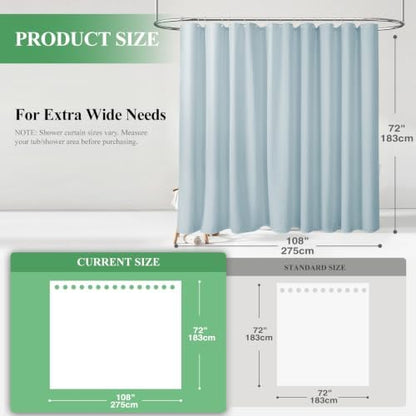 Dynamene Extra Wide Waffle Shower Curtain 256 GSM Fabric 108x72 Fog Blue