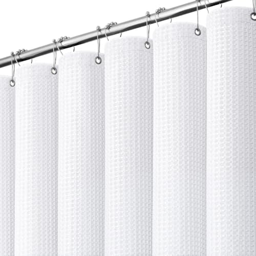 Dynamene Waffle Shower Curtain 256 GSM Heavy Duty Fabric 72"x72" White