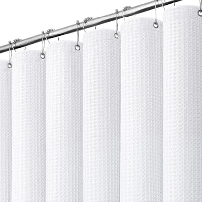 Dynamene Waffle Shower Curtain 256 GSM Heavy Duty Fabric 72"x72" White