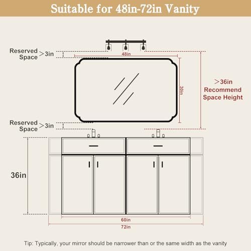 WallBeyond 30" x 48" Wood Bathroom Mirror for Wall Mounted, Rustic Rounded Corner Vanity Mirror for Entryway, Living Room or Bedroom Home Decorative [30" x 48" Natural Color]